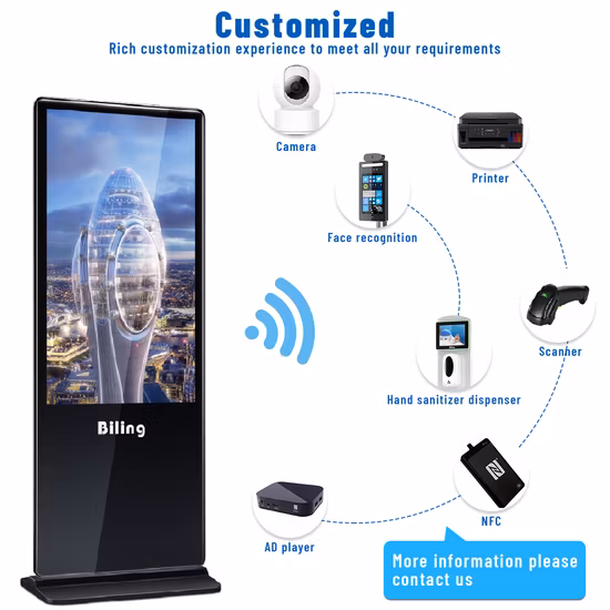 Envision ODM OEM 43 49 55 65 75 86 98 4K Kommerzielles LCD-LED-Doppelpanel-Informationspreis-Werbeanzeigen-Player Dual-Touchscreen-Kiosk-Digital-Signage-Display